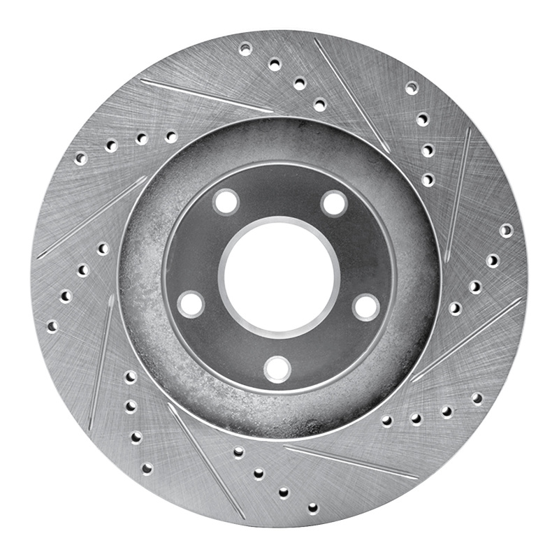 Infiniti I35 Brake Rotor (1) - Front Left - R1 Concepts - Drilled & Slotted - Silver - `02-`06
